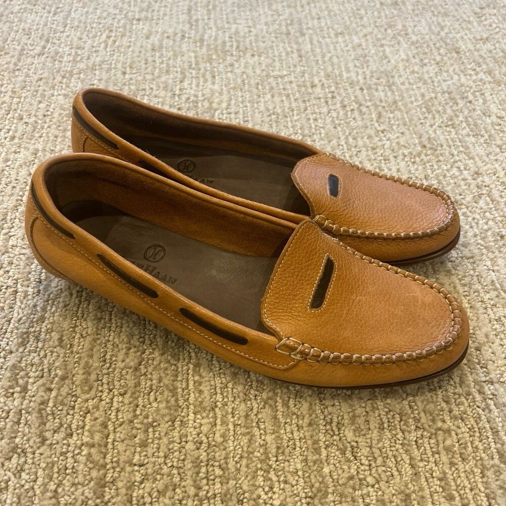Vintage Cole Haan Tan Leather Loafers Women’s Classic Driving Moc Flats size 6
